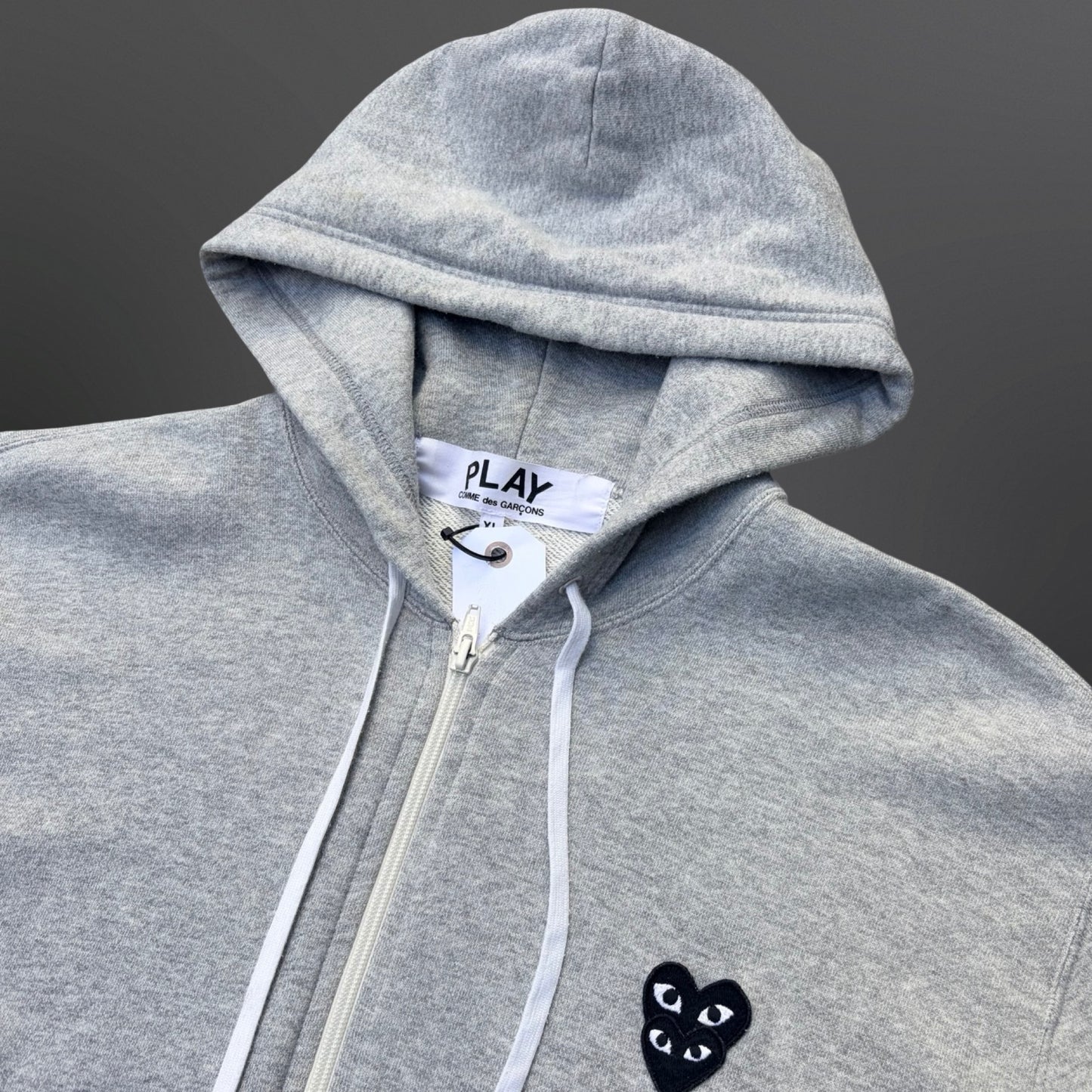 COMME des GARÇONS PLAY Zip Hoodie – Grey XL ( Fitter Large )