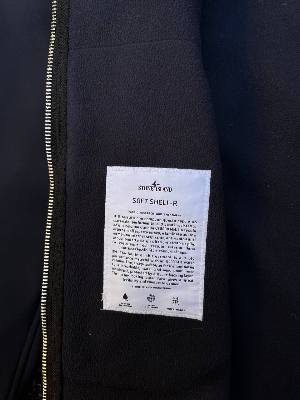 Softshell fra Stone Island i mørkeblå Marina blå L large med hætte 7515Q0222