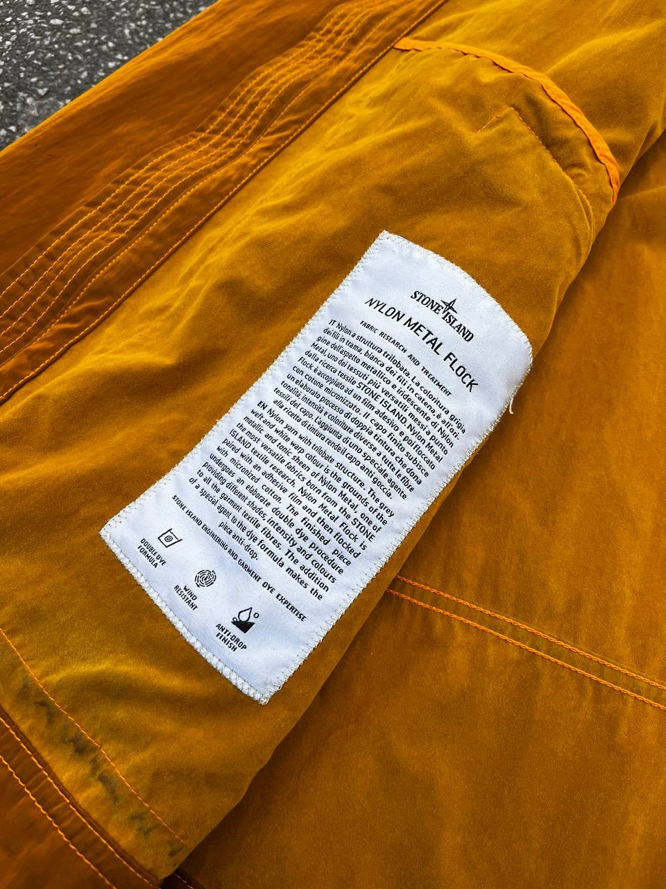 Stone Island Nylon Metal Flock Jakke Orange Aluminium XL Brugt Used