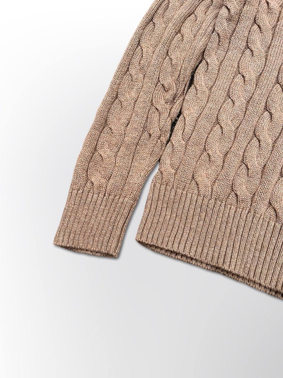 Polo Ralph Lauren Cable Net Sweater i Beige Brun herre Ny