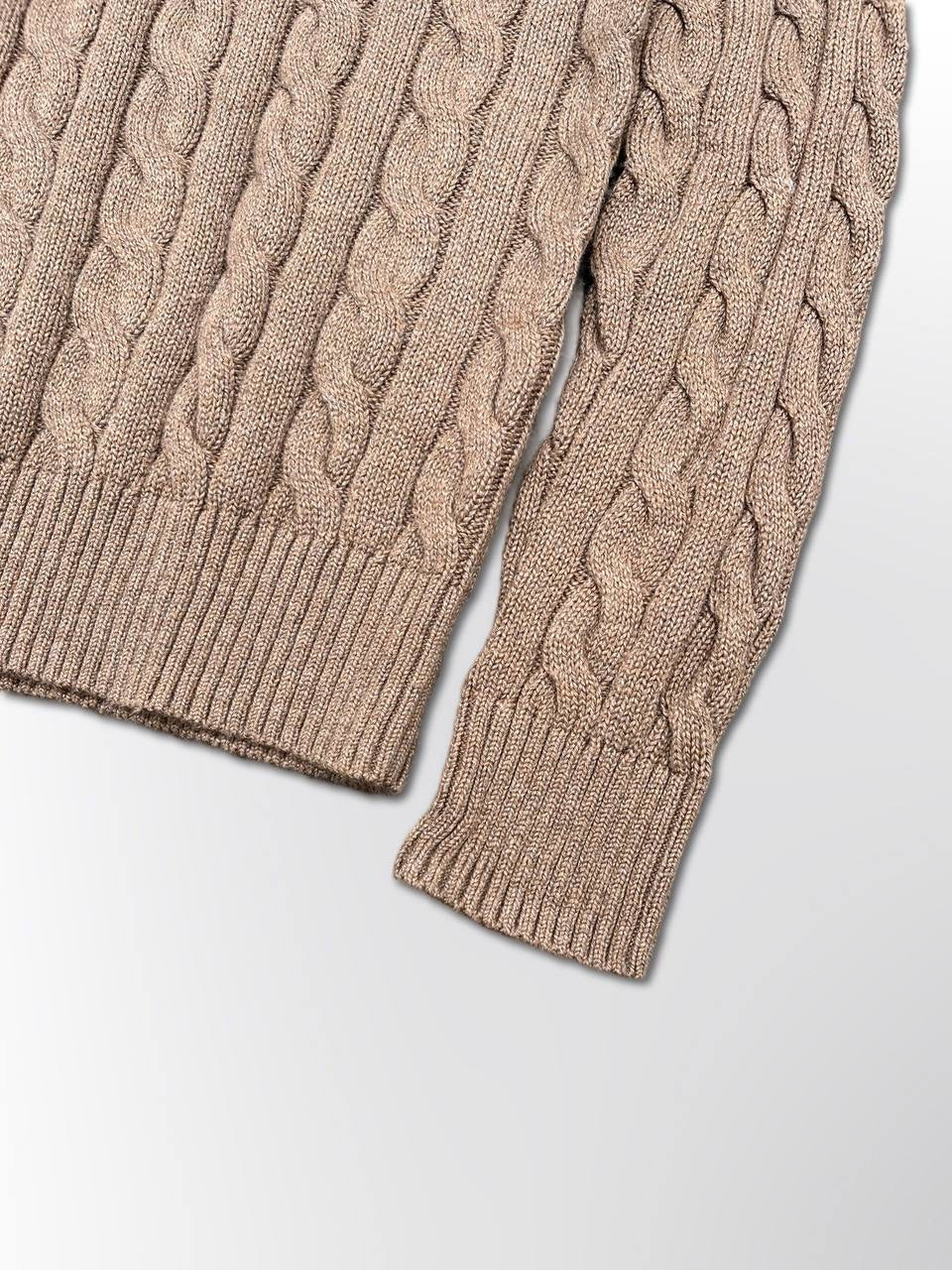 Polo Ralph Lauren Cable Net Sweater i Beige Brun herre Ny