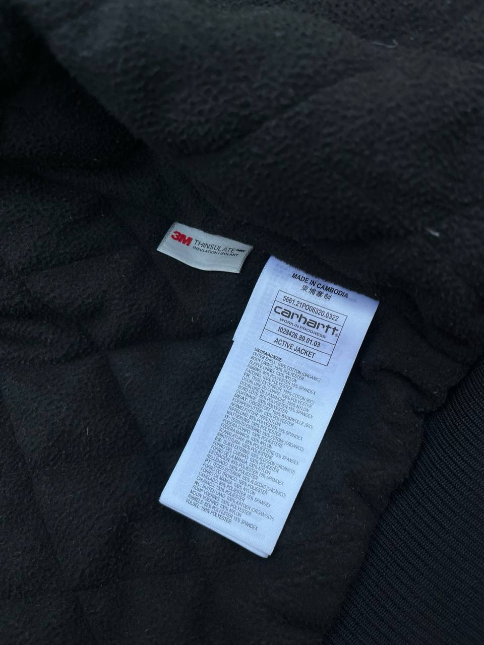 Brugt Carhartt Active Jacket Vinterjakke i sort farve med 3M fleece insulation L large Herre