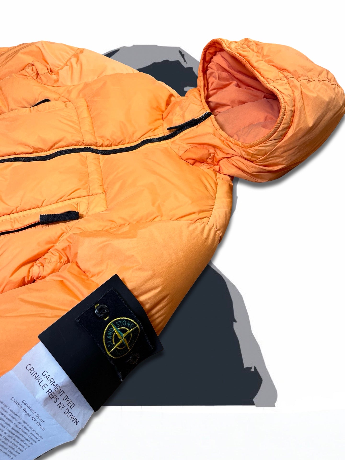 Brugt Used Orange Dunjakke Stone Island Puffer i L large Down Jacket