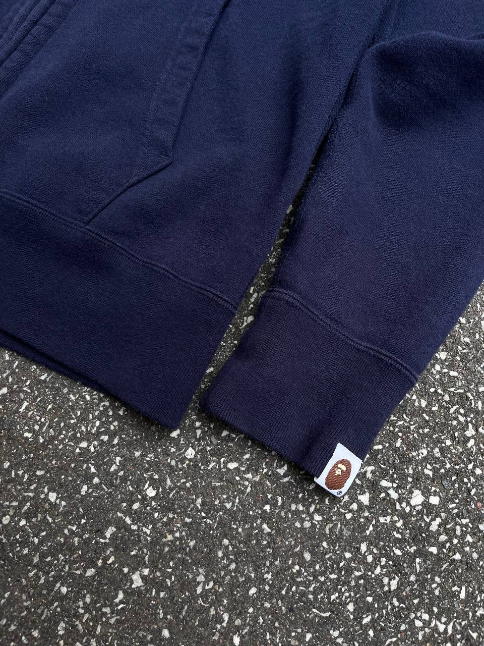 A Bathing Ape Bape Zip Up ABC Camo Shark Wide Full Zip Double Hoodie Navy Mørkeblå S Small