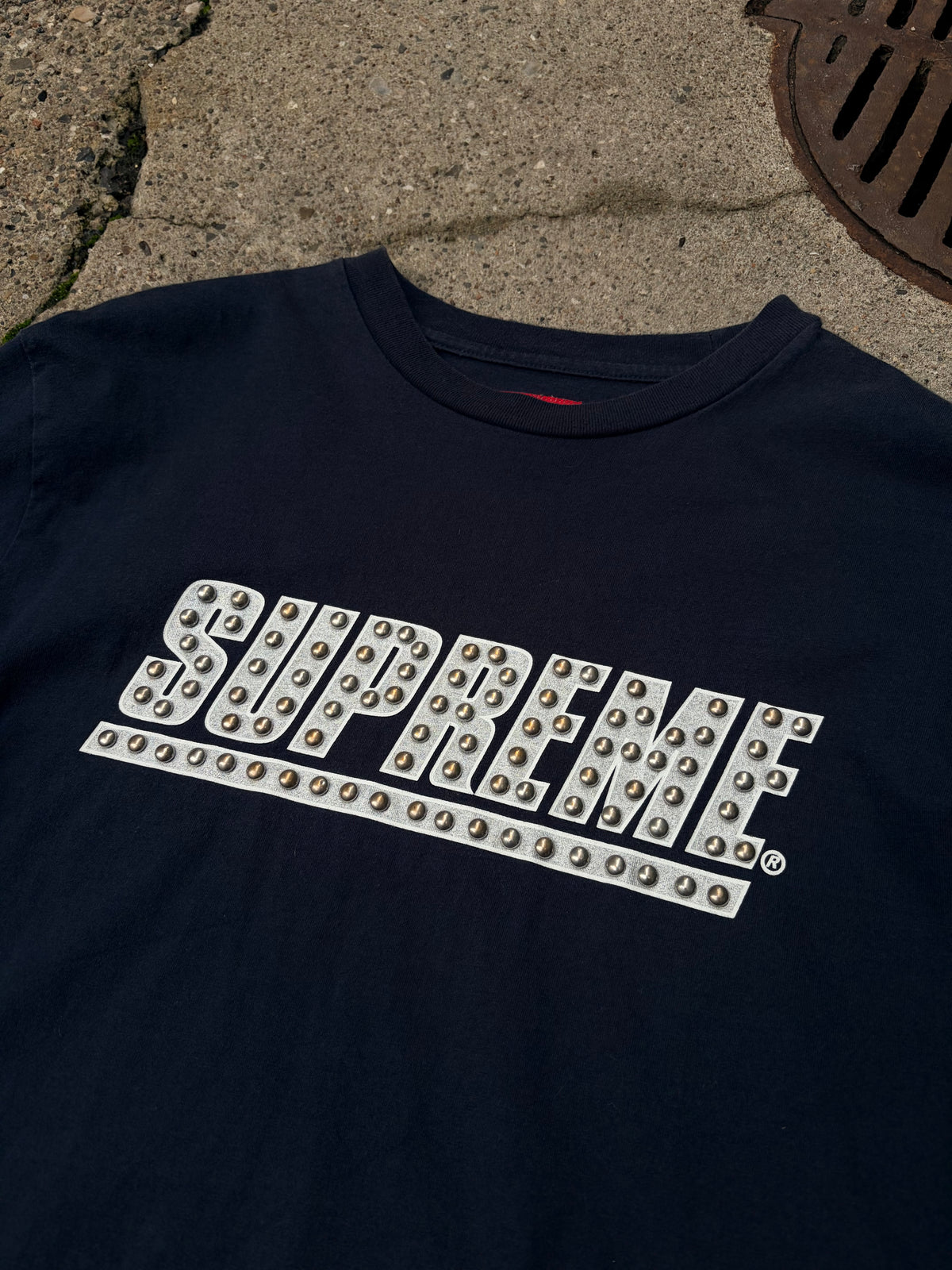Supreme Studded Logo Long Sleeve – Navy – Large