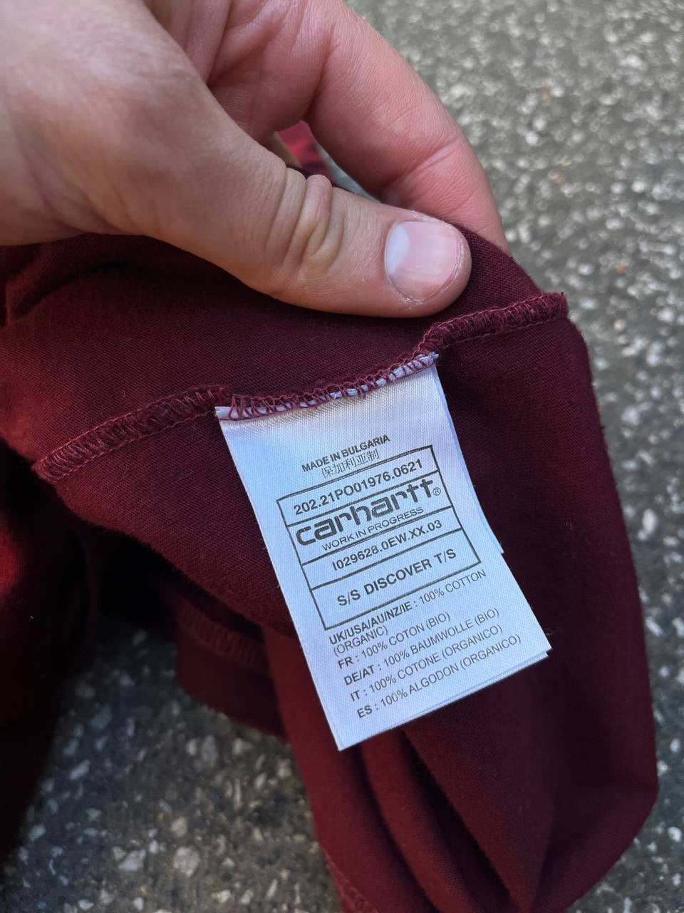Carhartt T-Shirt Discover M Medium Burgundy Brugt Used