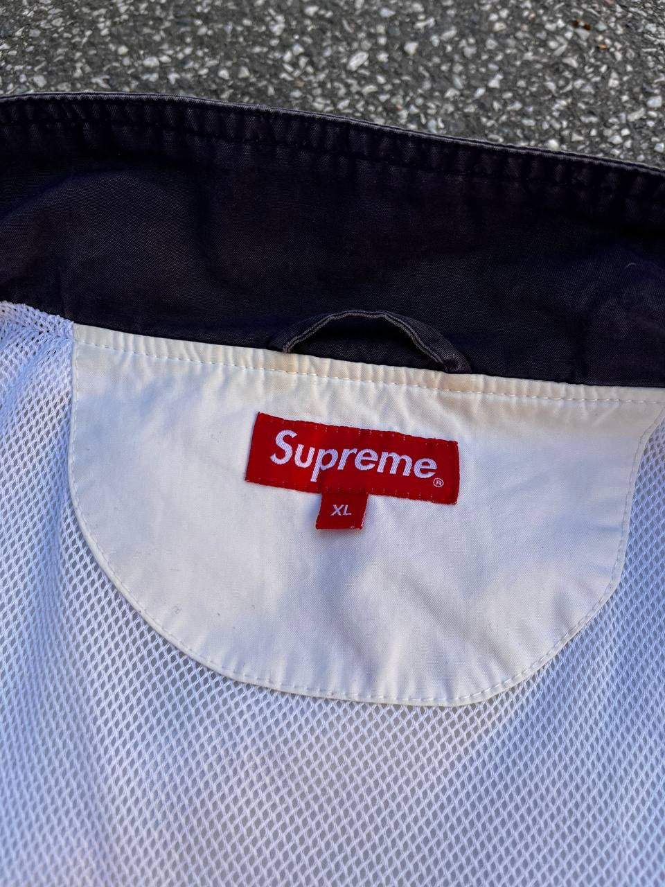 Supreme Jakke Hvid XL Canvas 3 Logoer Brugt Used