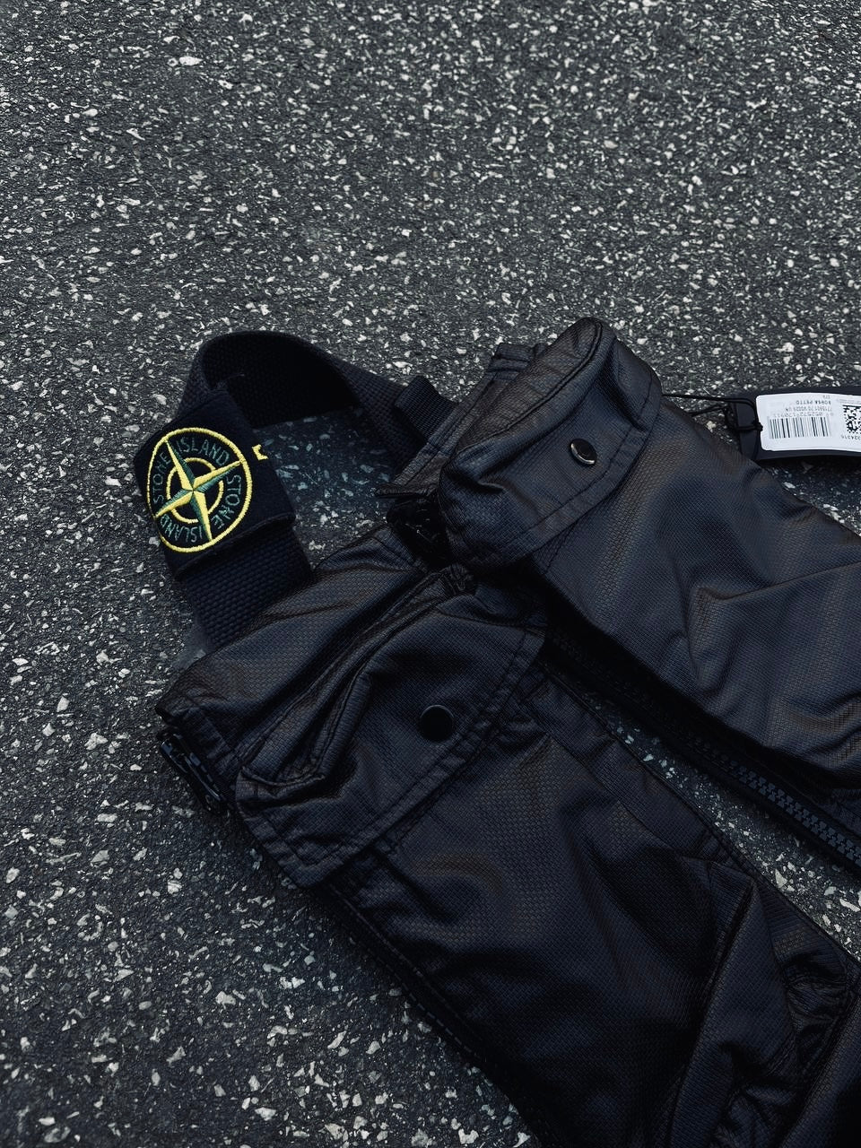 Stone Island Crossbody taske Mussola Gommata Canvas Shoulder Pouch Black