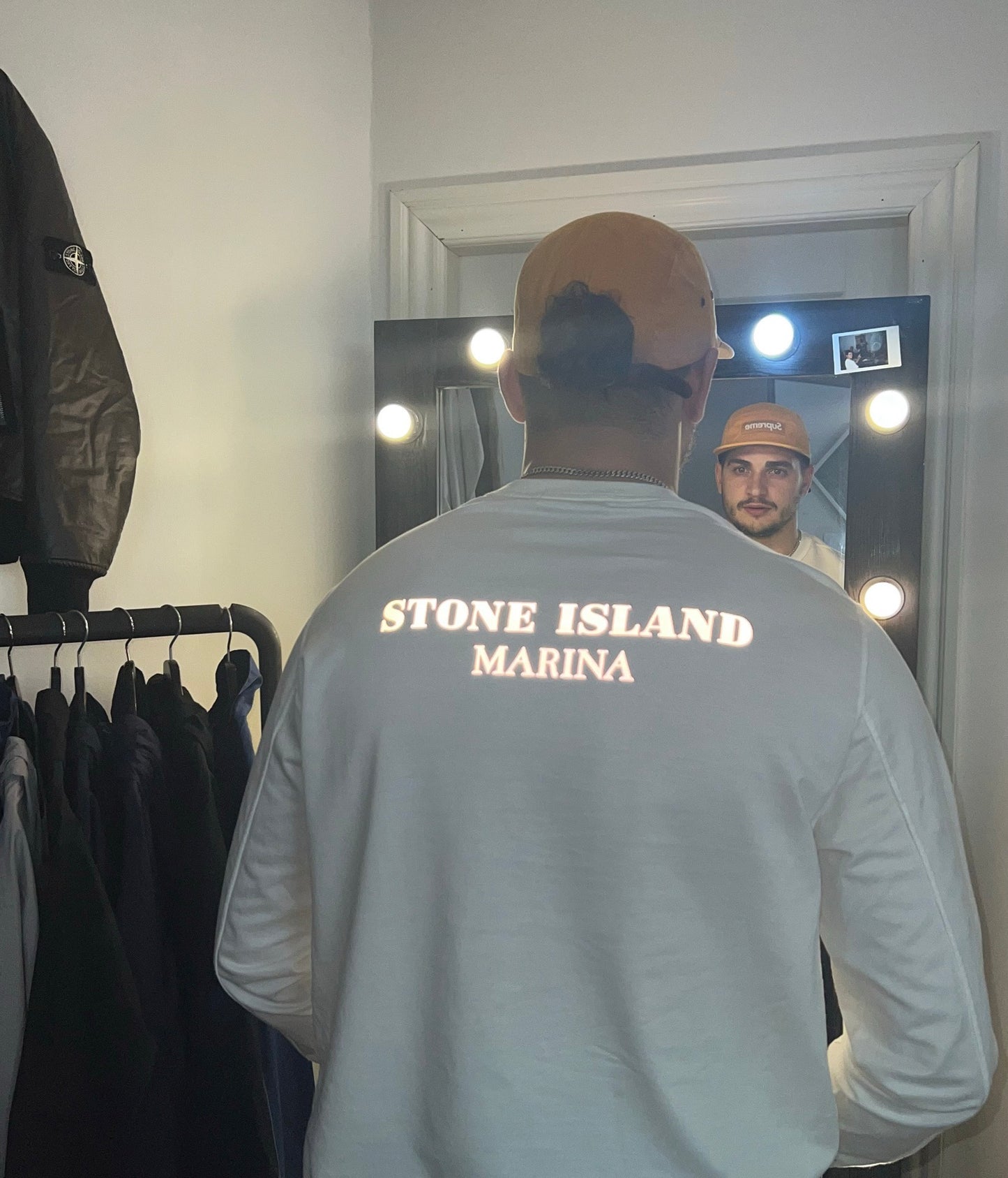 Stone Island Marina sweatshirt reflective logo på ryggen Large