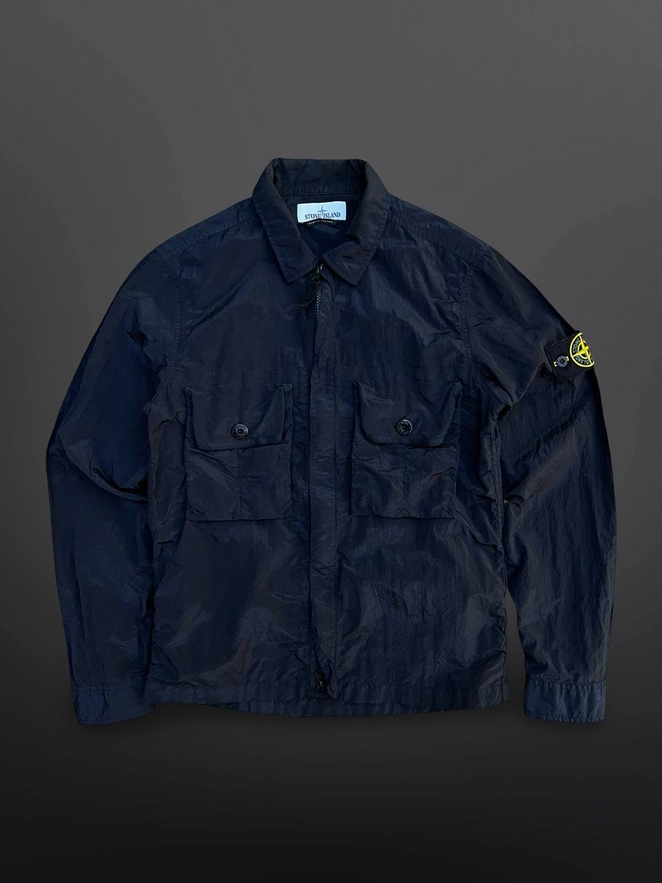 Stone Island Overshirt Sommerjakke Skjorte med Lynlås Navy Nylon Metal S Small Unisex