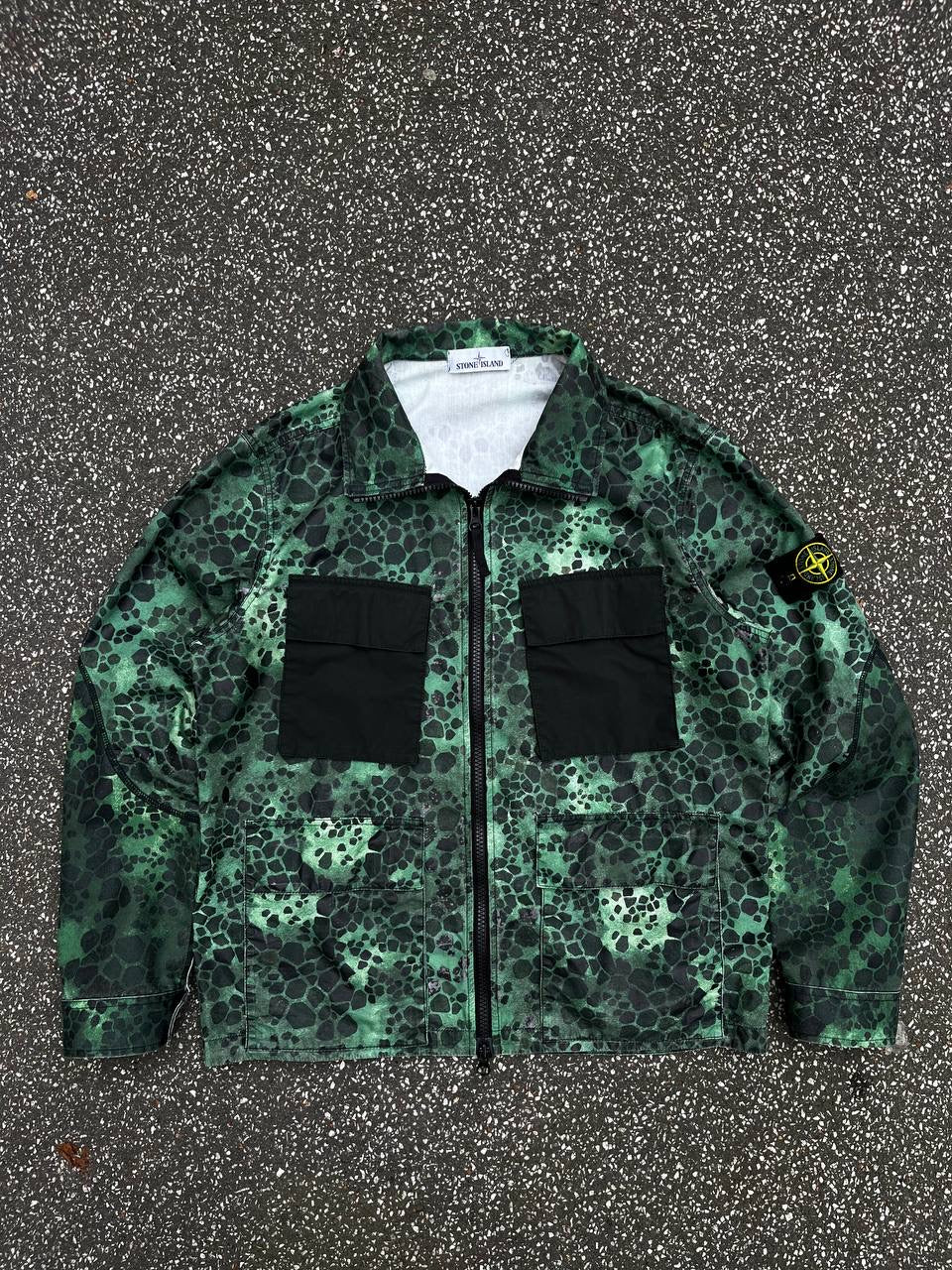 Stone Island Alligator Camo 50 Fili Jakke Overshirt Vind Og Vandafvisende XL Grøn Green XL 6815454E2