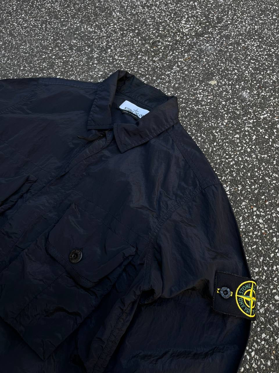 Stone Island Overshirt Sommerjakke Skjorte med Lynlås Navy Nylon Metal S Small Unisex