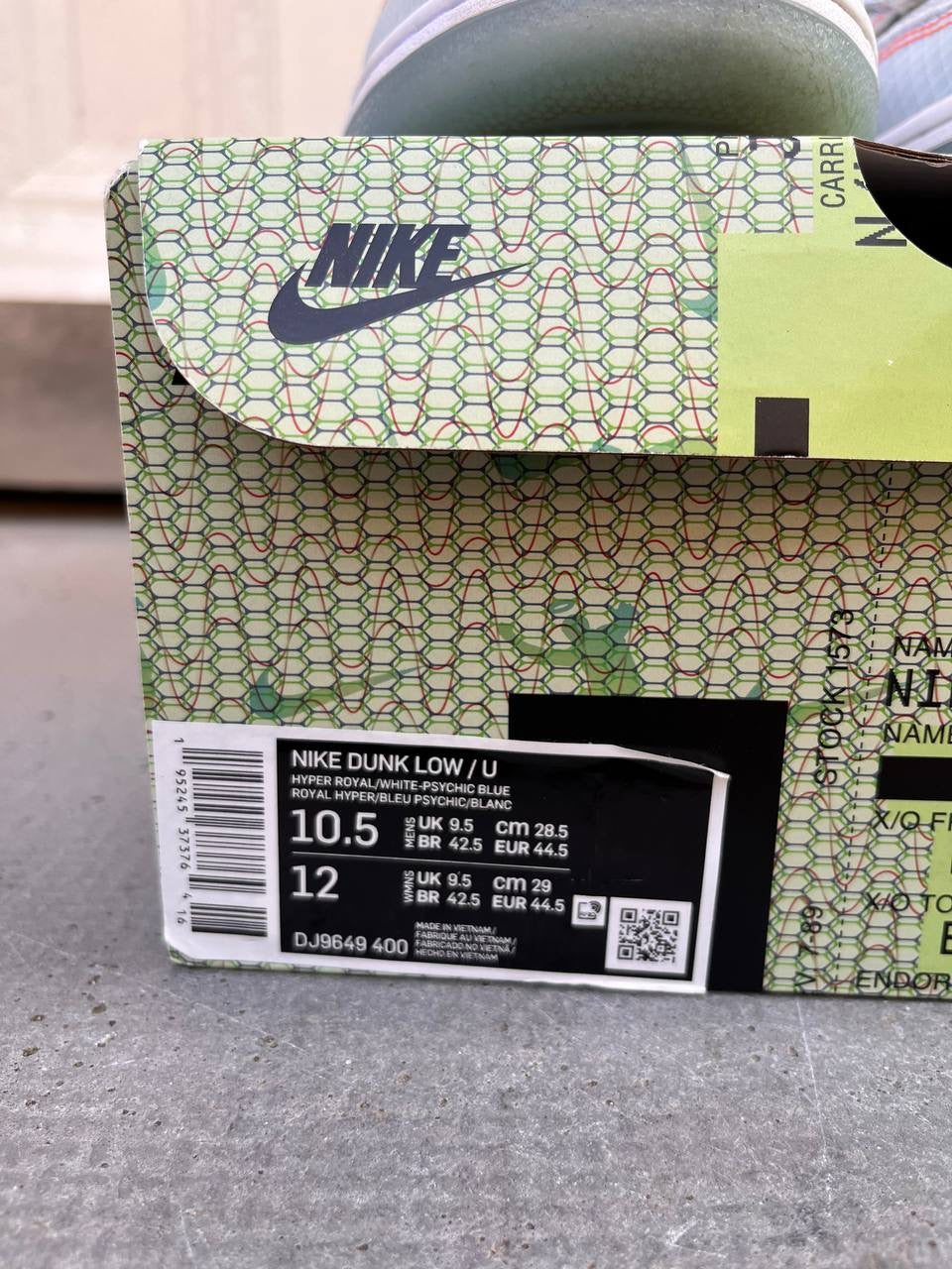 Nike Dunk Low X Union LA Argon 44.5 10.5 US