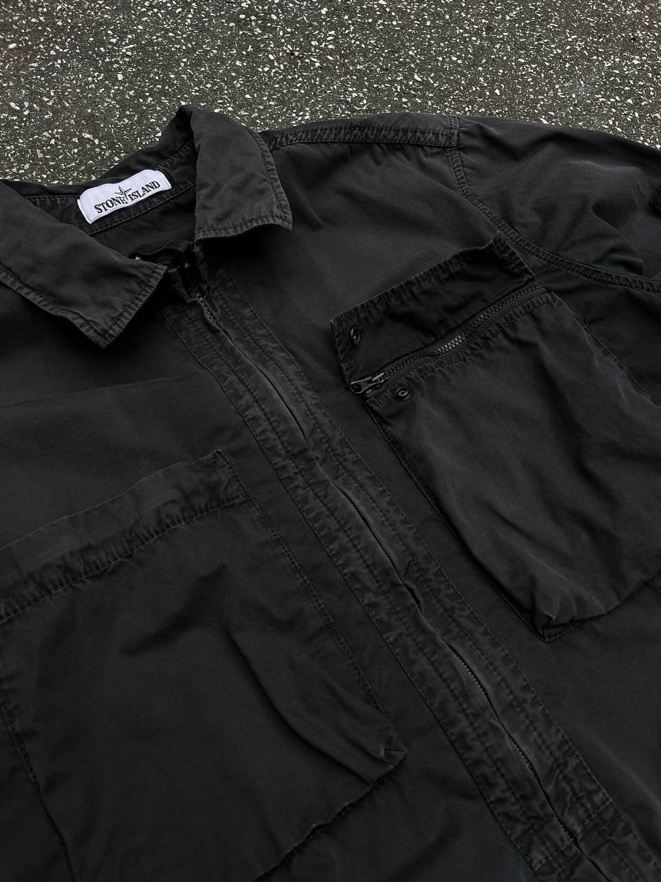 Stone Island Overshirt Skjorte Med Lynlås Sommerjakke Overgangsjakke I Grå L Large 6815111WN