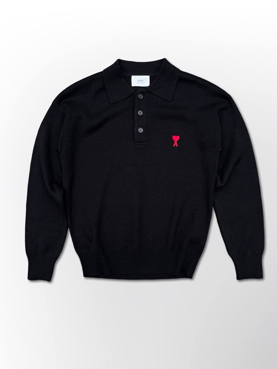 Ami Paris Cardigan Trøje i Uld sort Small herre Brugt