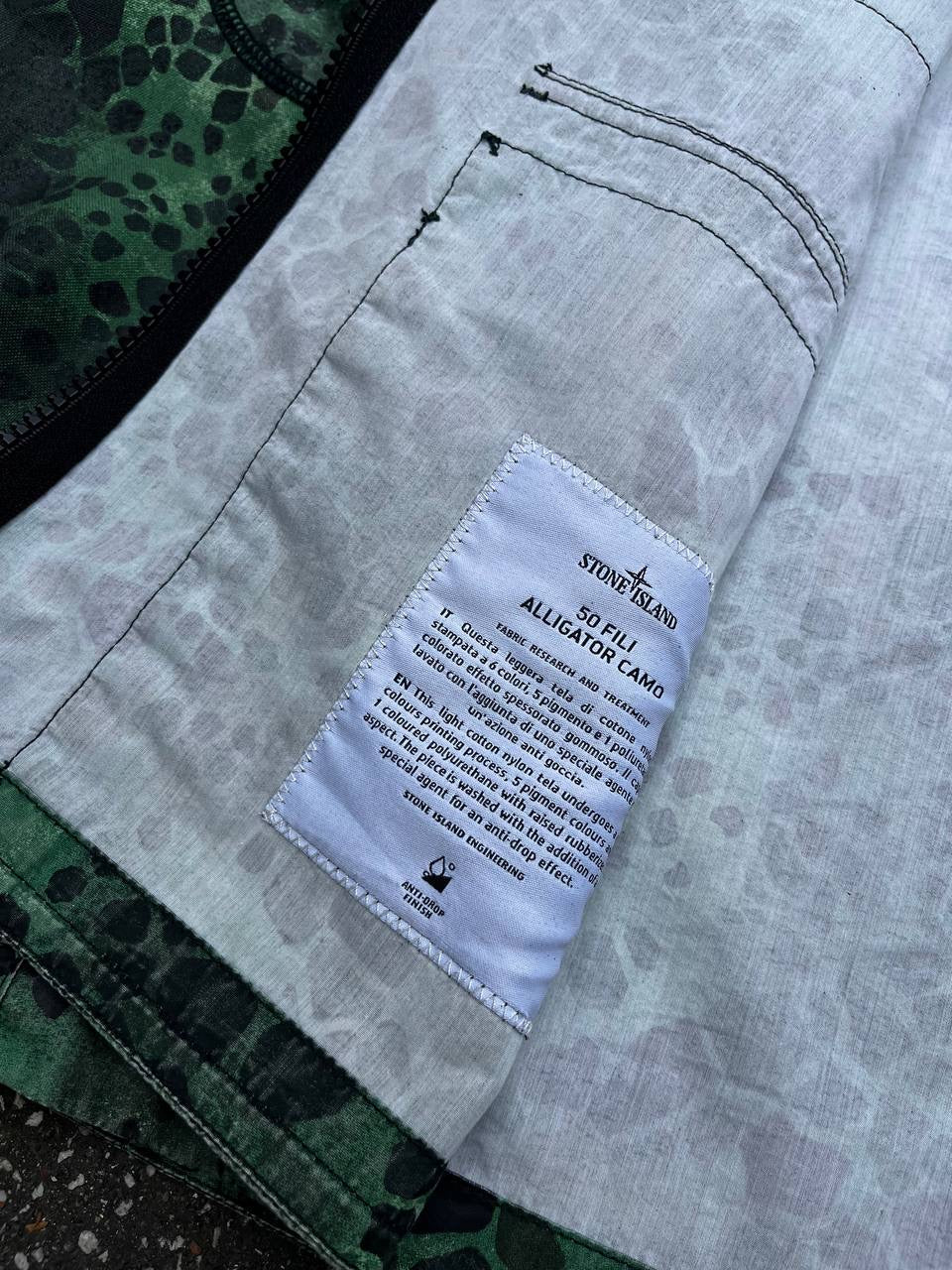 Stone Island Alligator Camo 50 Fili Jakke Overshirt Vind Og Vandafvisende XL Grøn Green XL 6815454E2