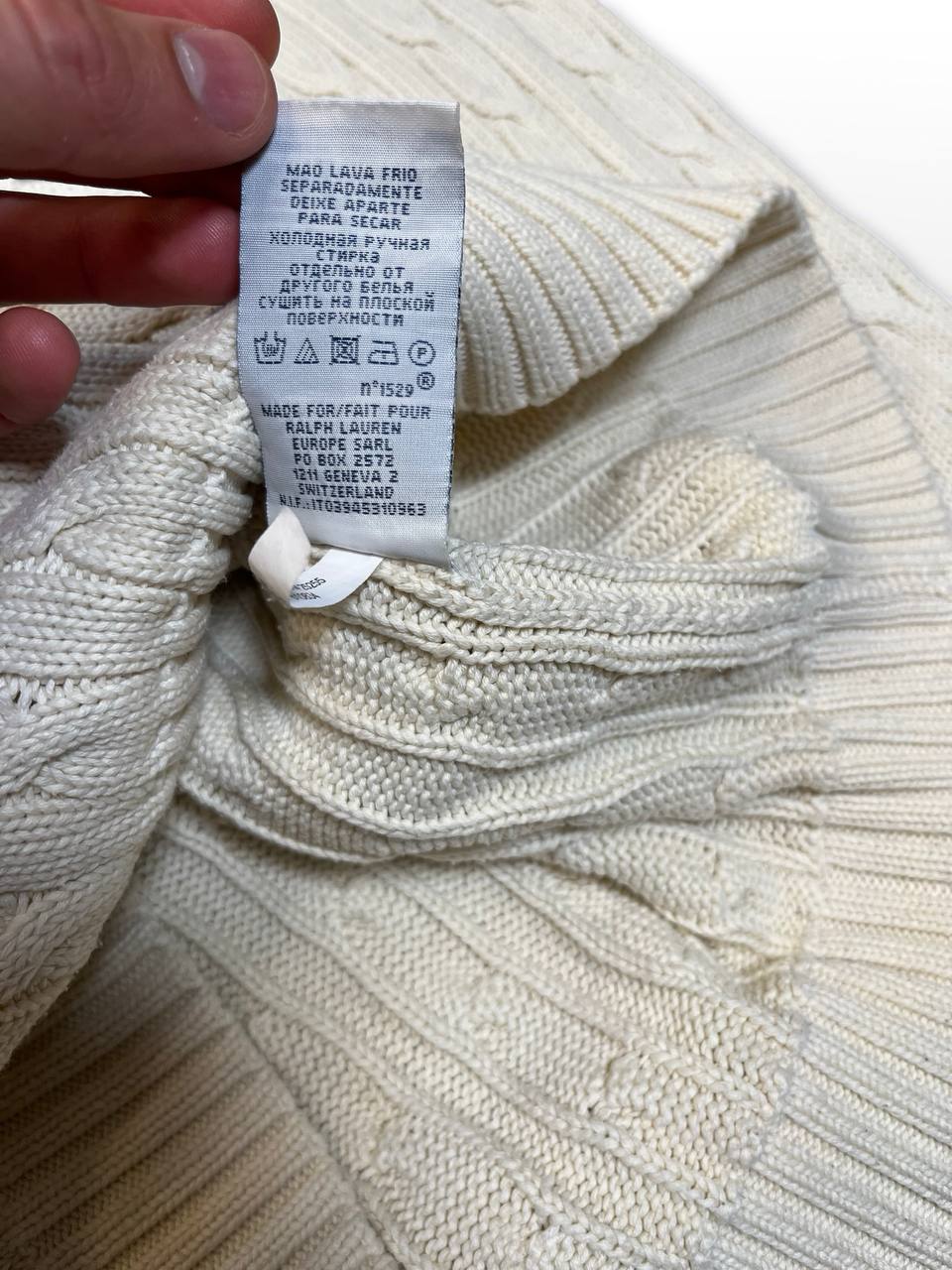 Brugt Vintage Polo Ralph Lauren Cable Net Strik Striktrøje Sweater Old money Style Stockholm style L large