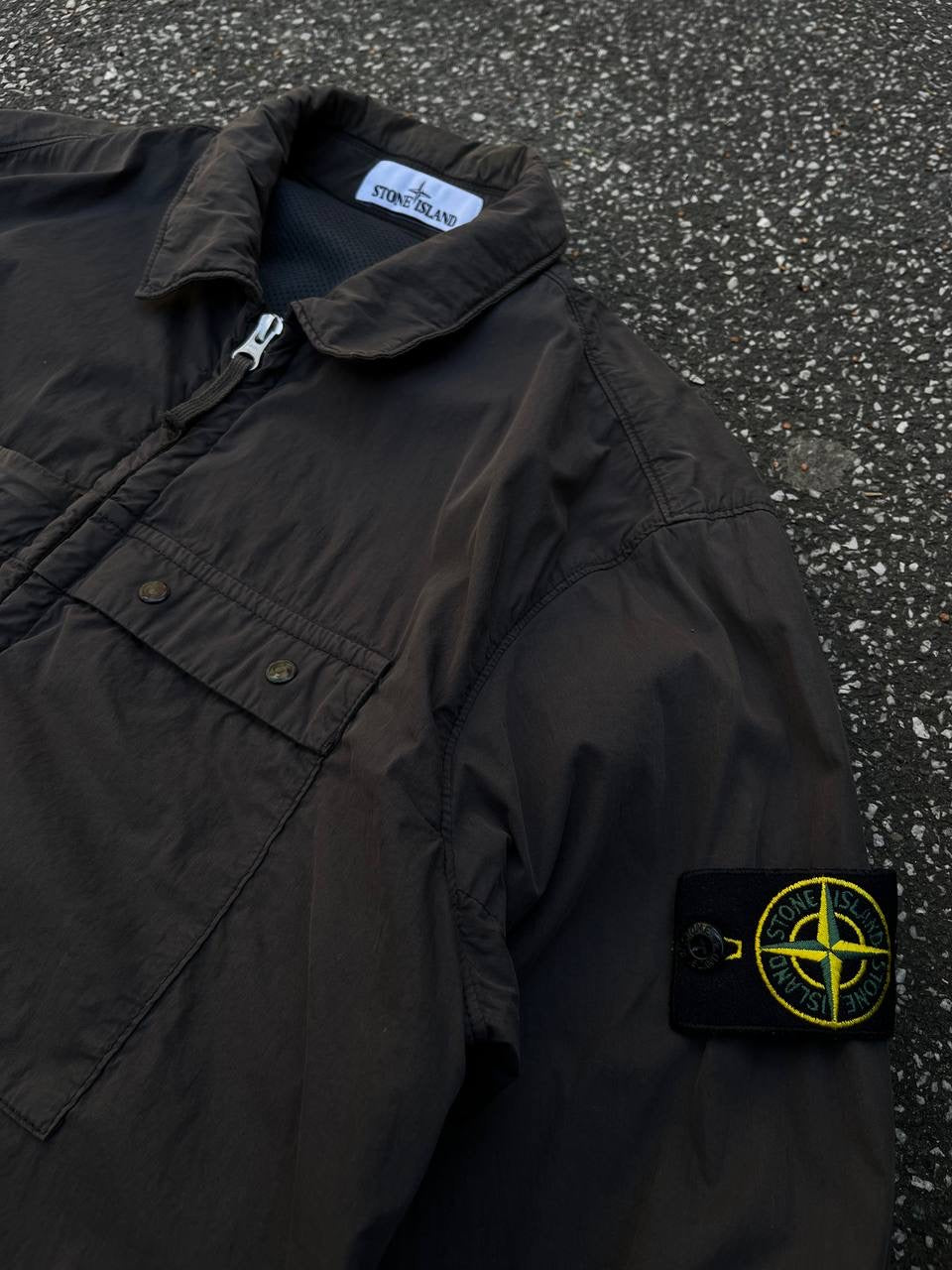 Stone Island Overshirt Skjorte M Medium i Grå Brugt Used