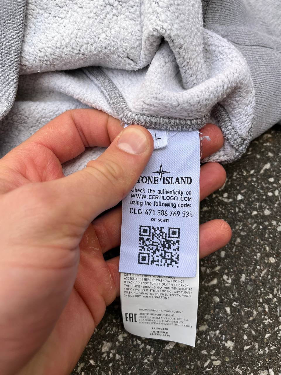 Stone Island Hoodie Hættetrøje Grå Grey Large 731562820 Brugt Used