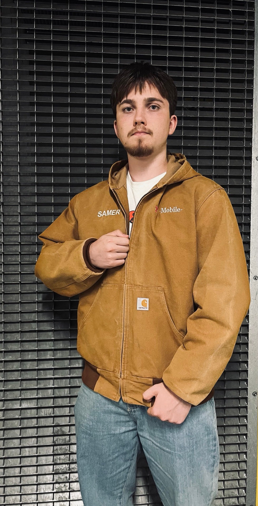 Brugt Used Vintage Carhartt Active /work jakke / jacket USA i beige/brun M medium