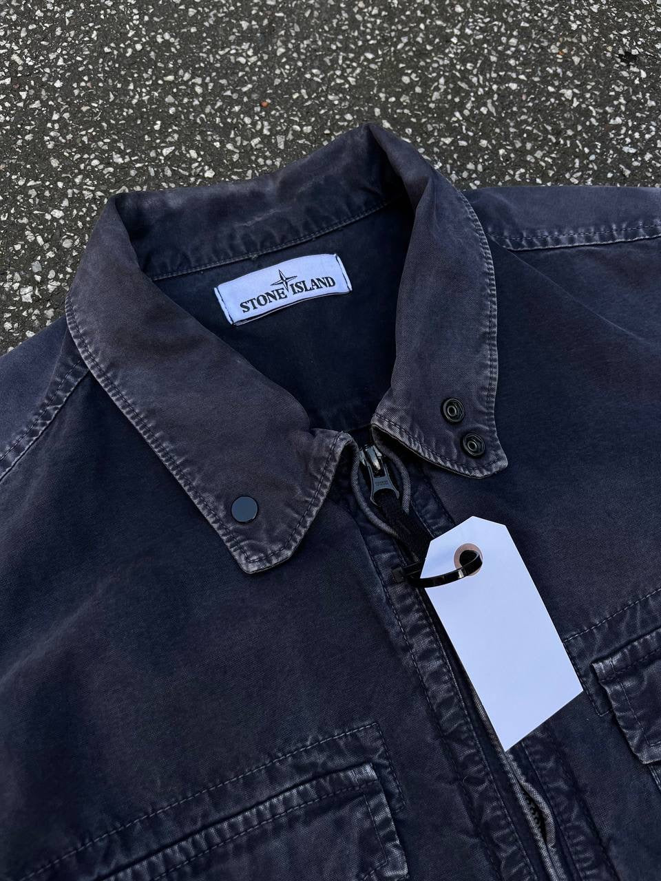 Stone Island Overshirt Sommerjakke Overgangsjakke Skjorte Med Lynlås Og Lommer Navy XL Vintage