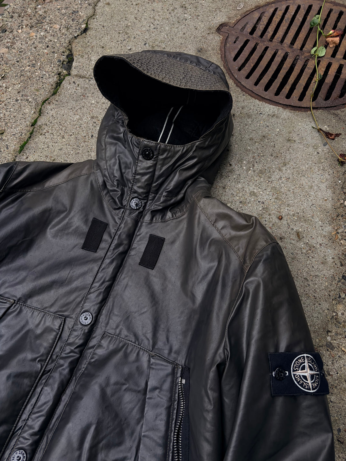 Stone Island Ice Jacket 2 Heat Reactive – sort/khaki – XL, fitter L