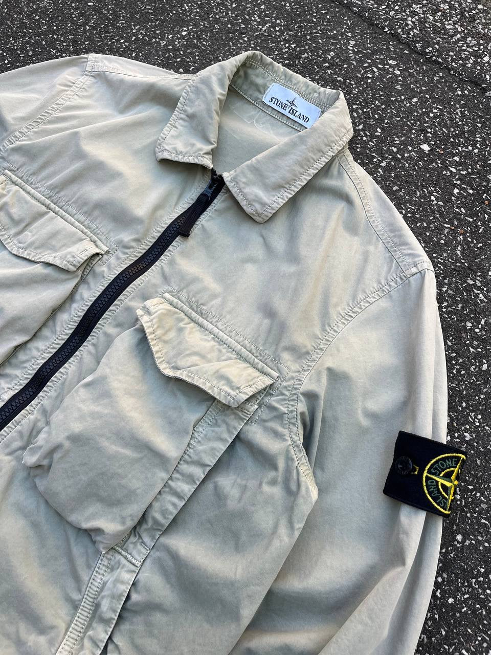 Stone Island Overshirt Sommerjakke Skjorte S Small Beige Brugt Used