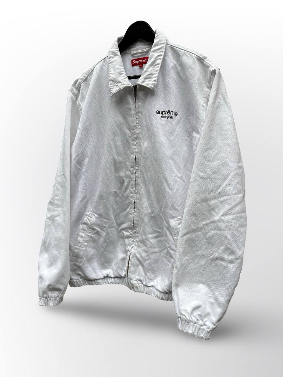Supreme New York Canvas Hvid Jakke XL Herre Brugt Vintage