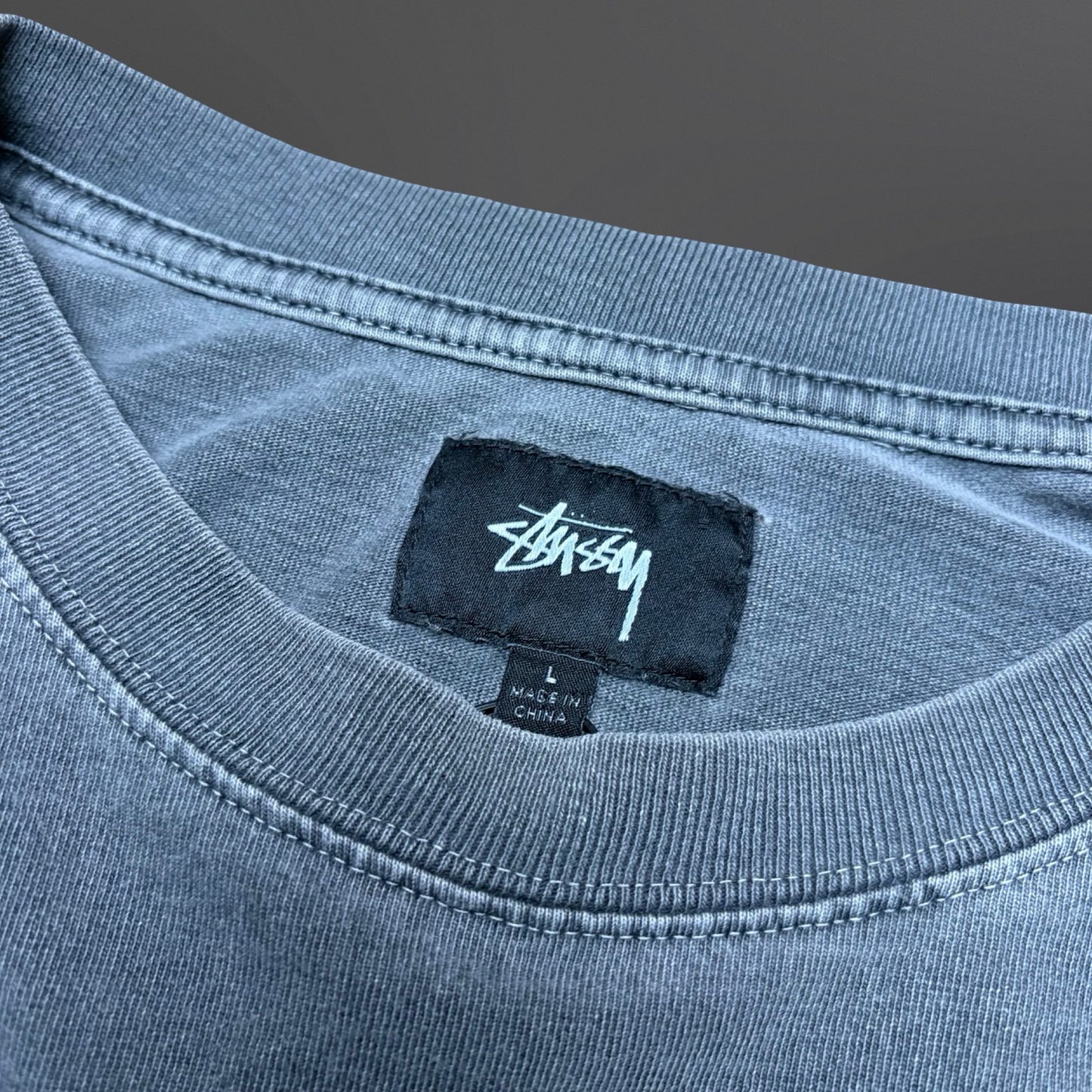 Stüssy Distressed Logo Longsleeve – Grey (Large)