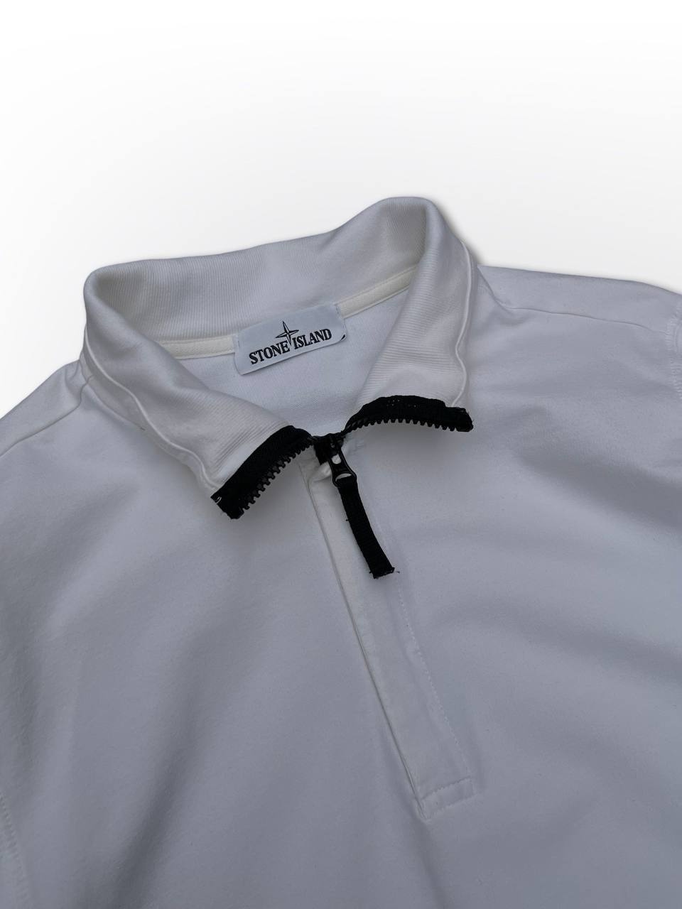 Stone Island Pullover Quarter Zip Hvid Brugt Medium Herre
