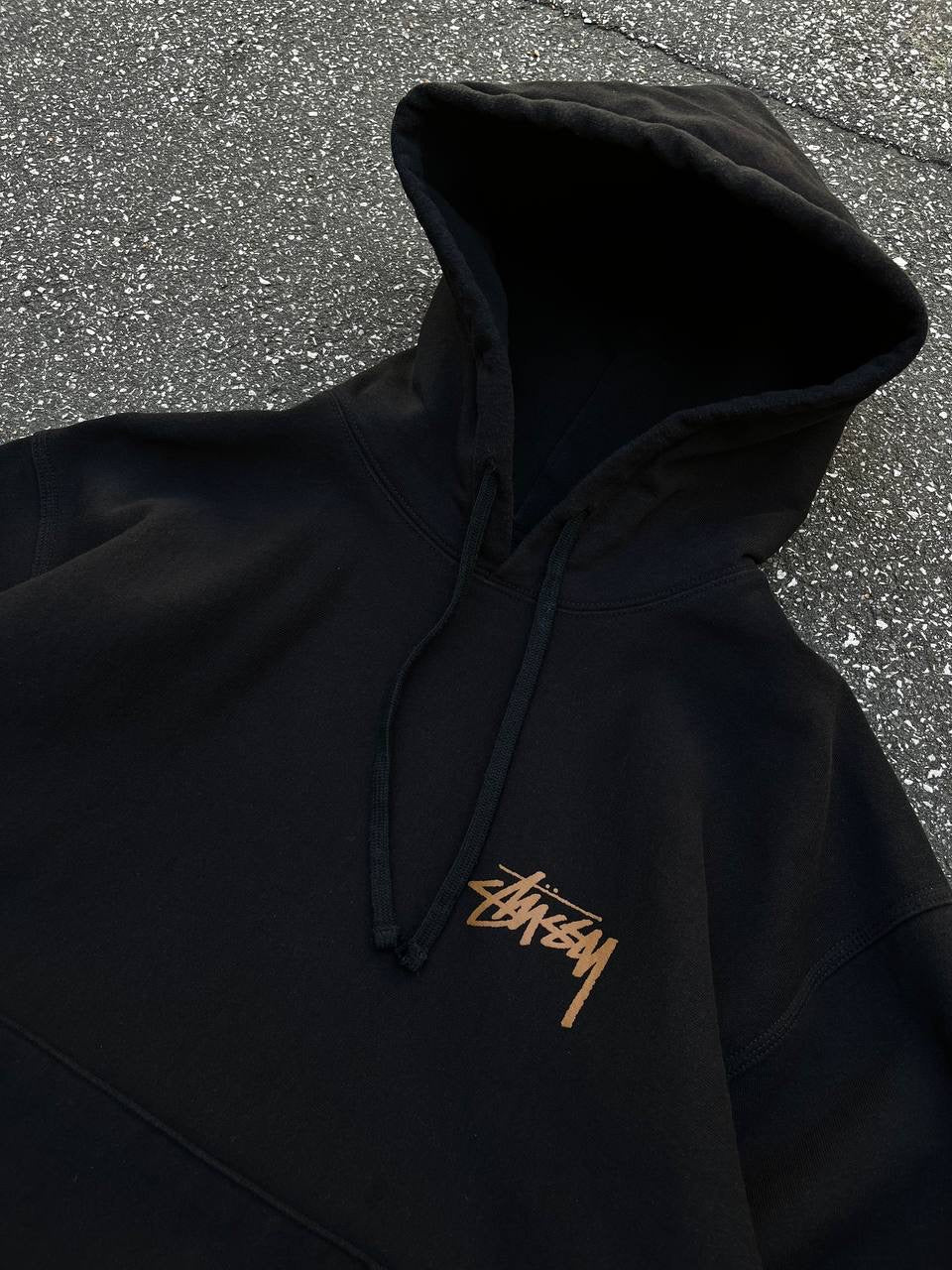 Stussy Hættetrøje Hoodie Sort L Large Big Logo
