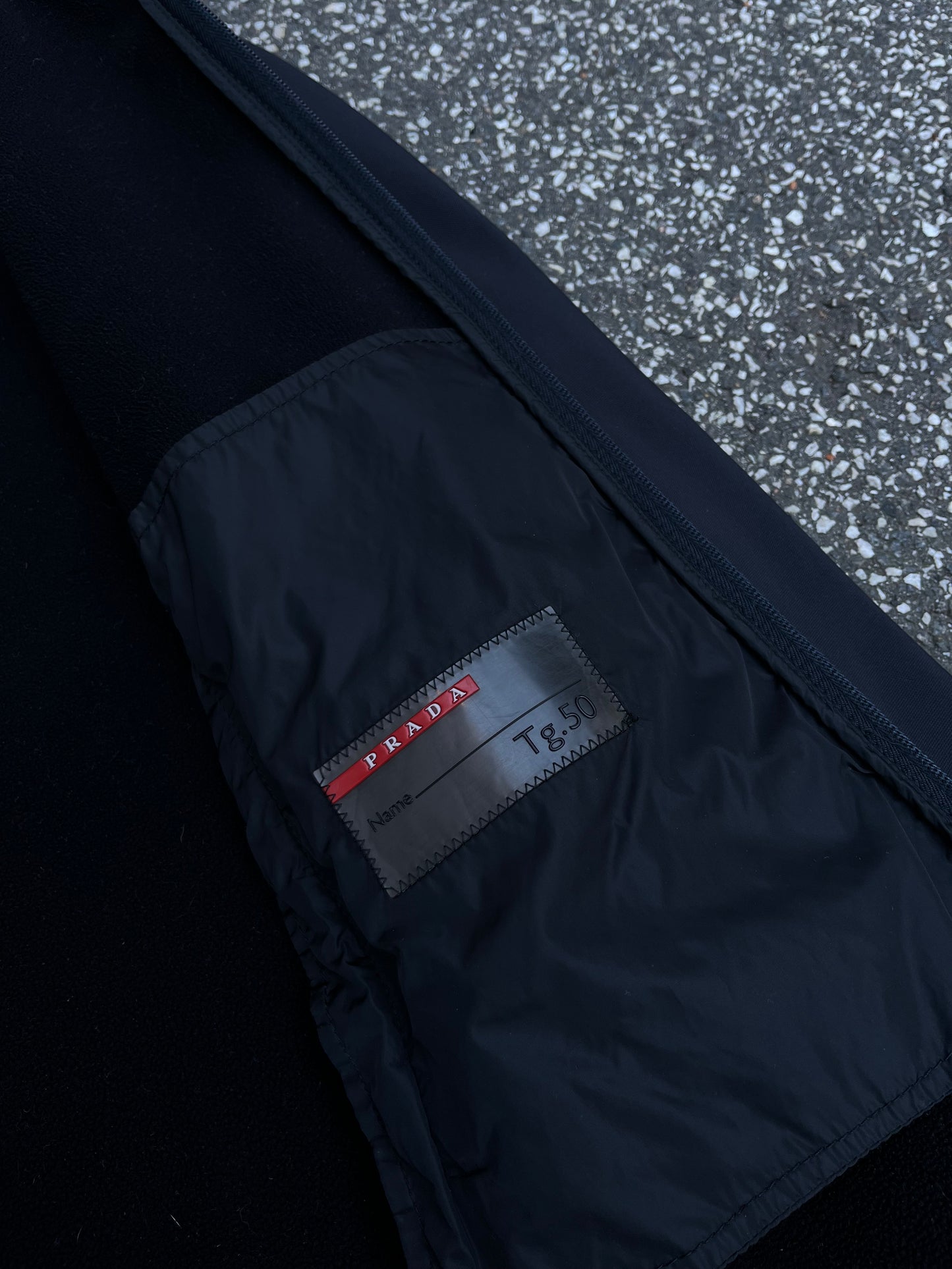 Prada Fleece Nylon Jakke 50 L Large Sort Made In Italy