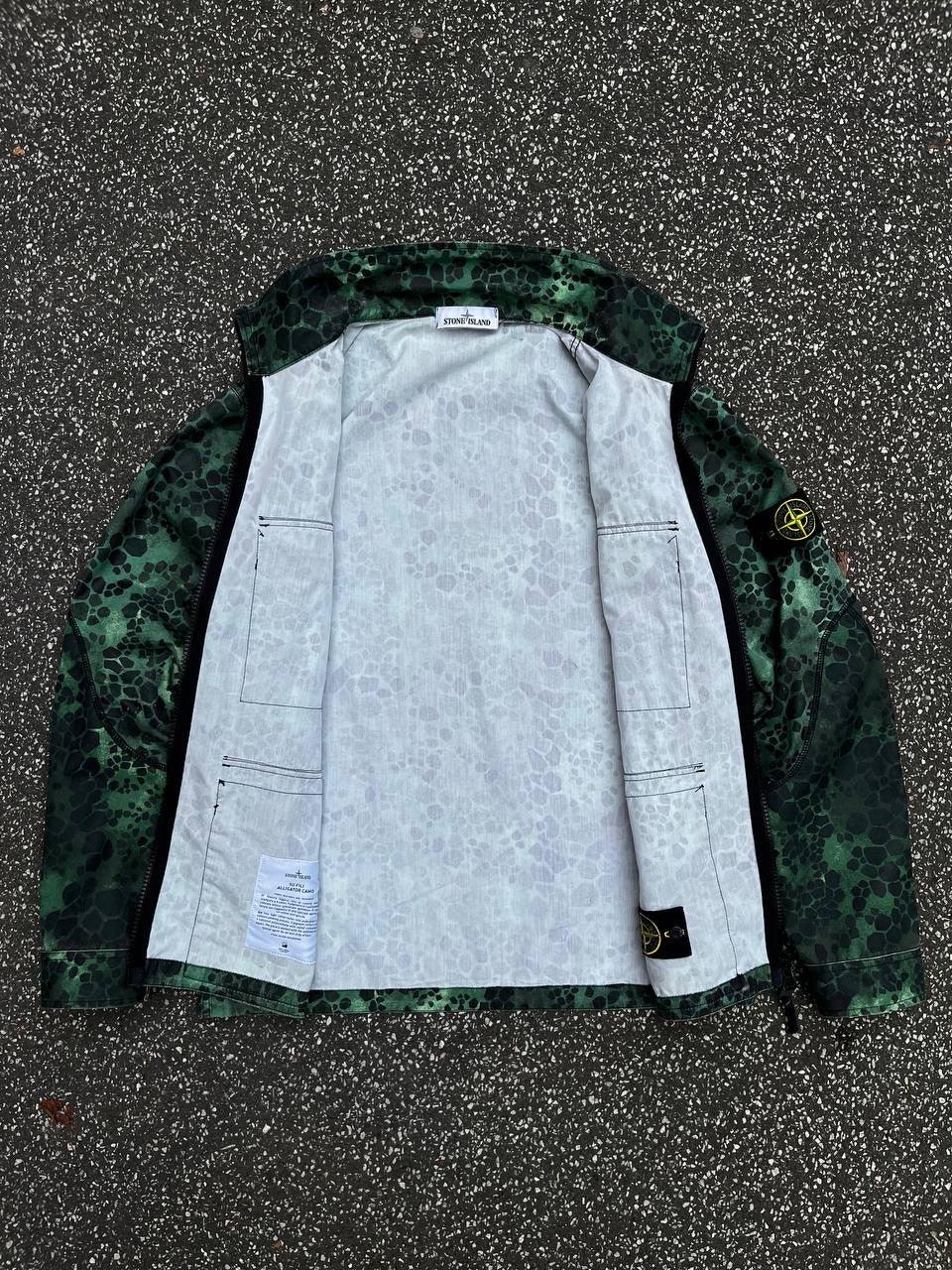 Stone Island Alligator Camo 50 Fili Jakke Overshirt Vind Og Vandafvisende XL Grøn Green XL 6815454E2