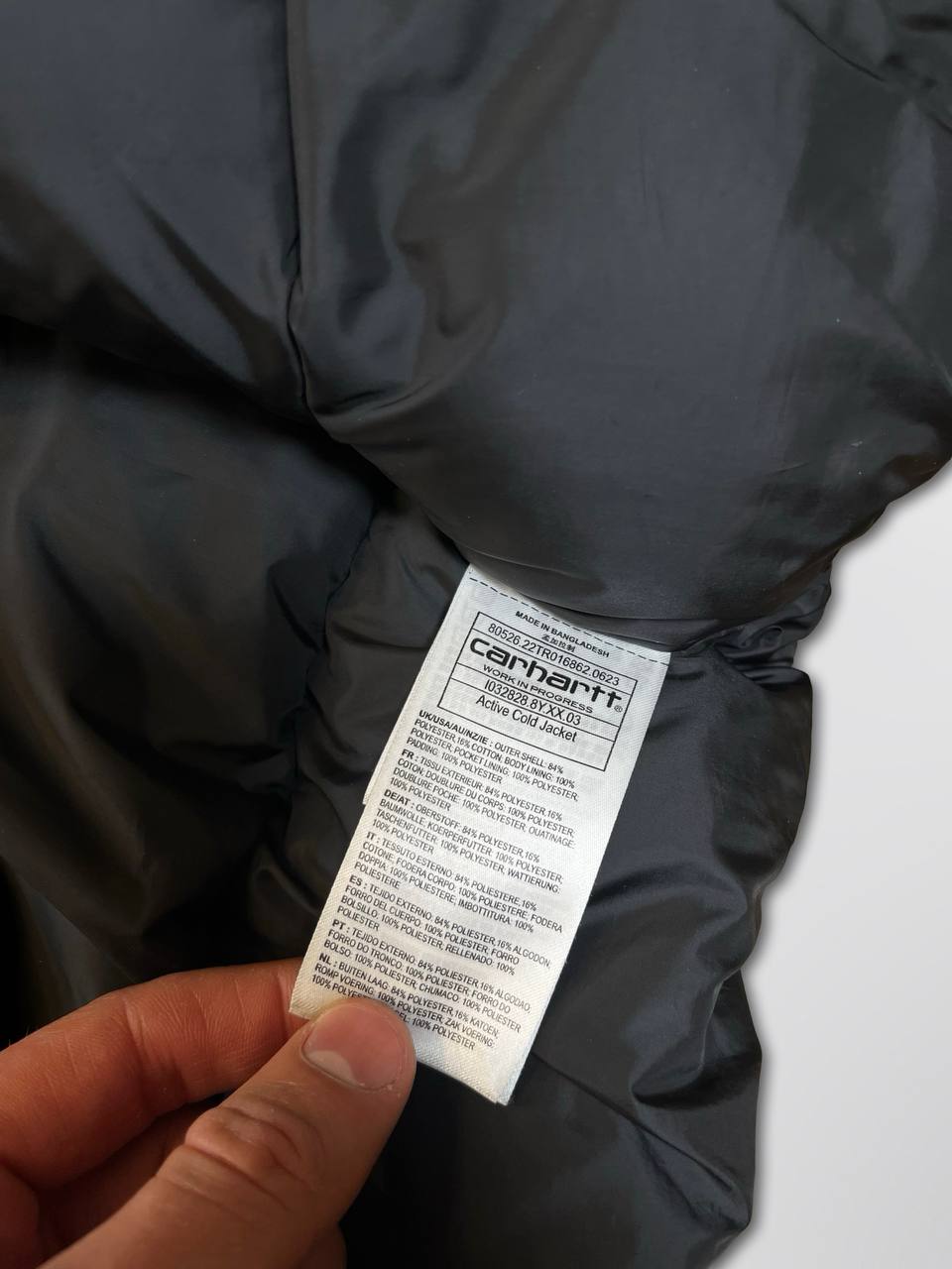 Brugt Used Carhartt WIP Cold Active Jacket Dynejakke USA Vintage Look i Beige Farve M medium Herre