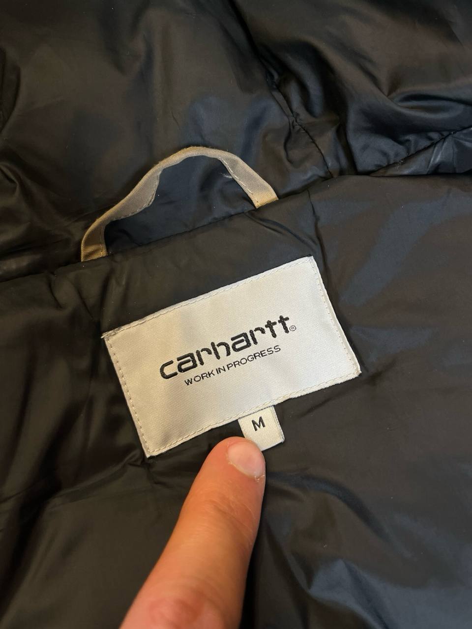 Brugt Used Carhartt WIP Cold Active Jacket Dynejakke USA Vintage Look i Beige Farve M medium Herre
