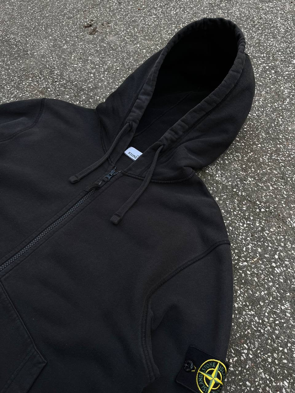 Stone Island Zip Up Hoodie Hættetrøje Sort Black 731564220 Brugt Used
