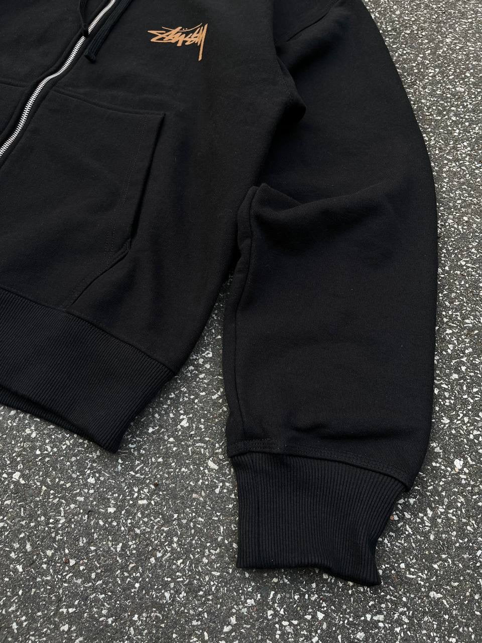 Stussy Zip-Up Hoodie i Sort Large