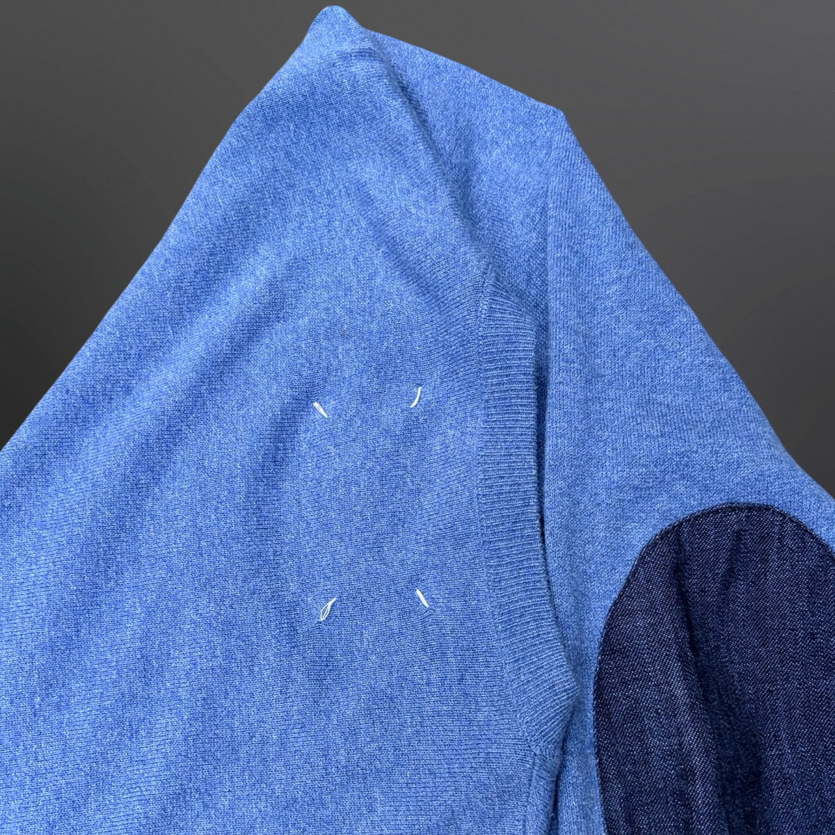Maison Margiela 14 Elbow Patch Knit Sweater – Blue – Medium