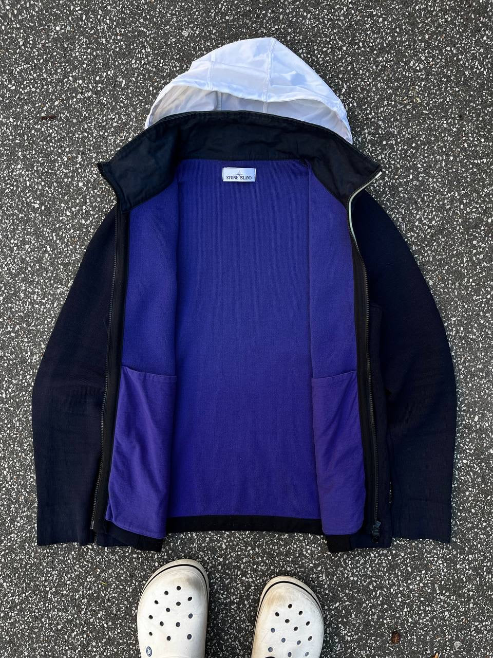 Stone Island Marina Night Glow Jacket Jakke Selvlysende Lumina XL i Navy Mørkeblå Brugt Used