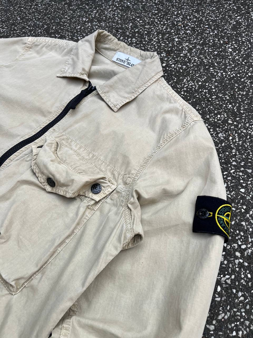 Stone Island Overshirt Skjorte Sommerjakke M Medium Beige Brugt Used