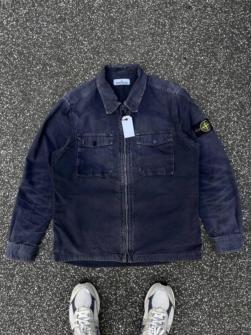 Stone Island Overshirt Sommerjakke Overgangsjakke Skjorte Med Lynlås Og Lommer Navy XL Vintage