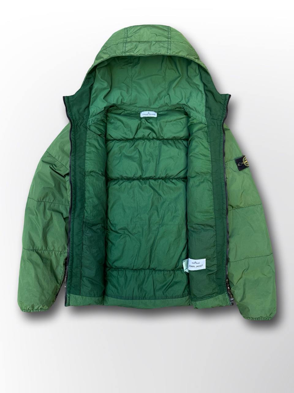 Brugt Used Puffer vinter jakke Stone Island i grøn S XS 164cm