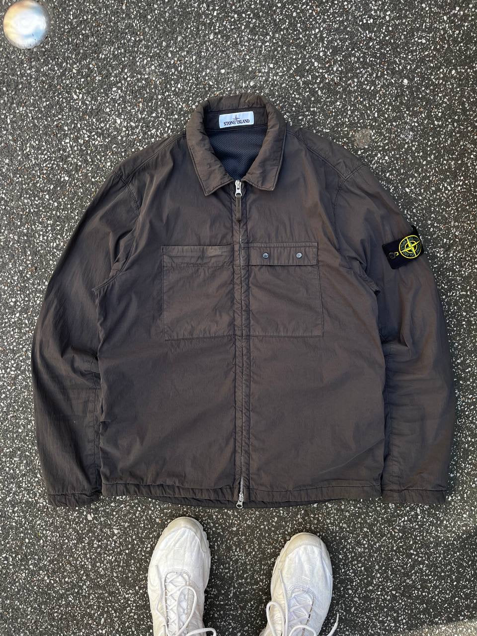 Stone Island Overshirt Skjorte M Medium i Grå Brugt Used