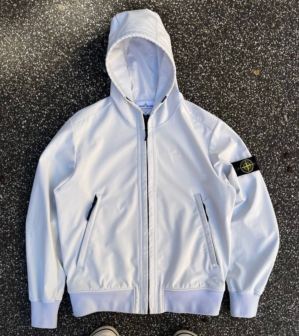 Stone Island Softshell R Jakke Hvid XL Brugt Used
