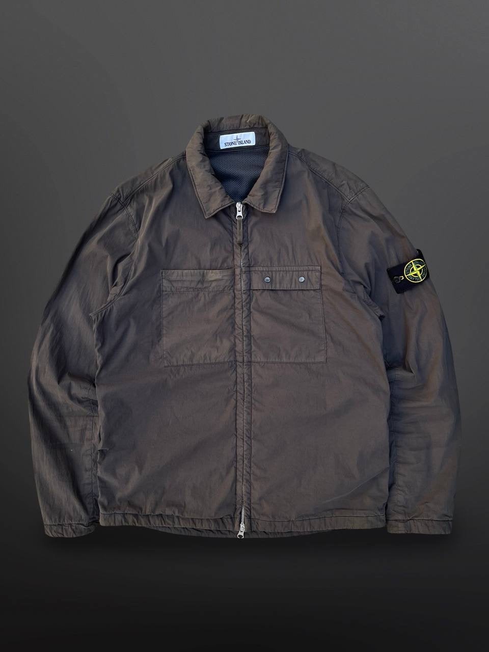Stone Island Overshirt Skjorte M Medium i Grå Brugt Used