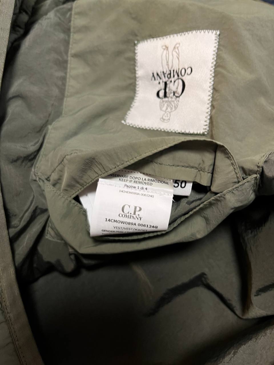 C.P. Company vest i khaki olive grøn frave i L large 50 med Polartec teknologi insulation