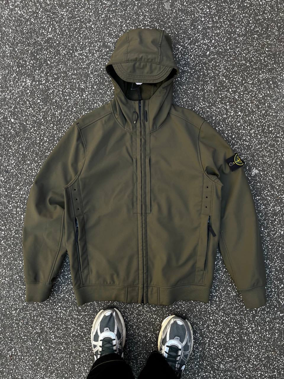 Stone Island Softshell R Jakke Grøn Khaki L Large Brugt Used