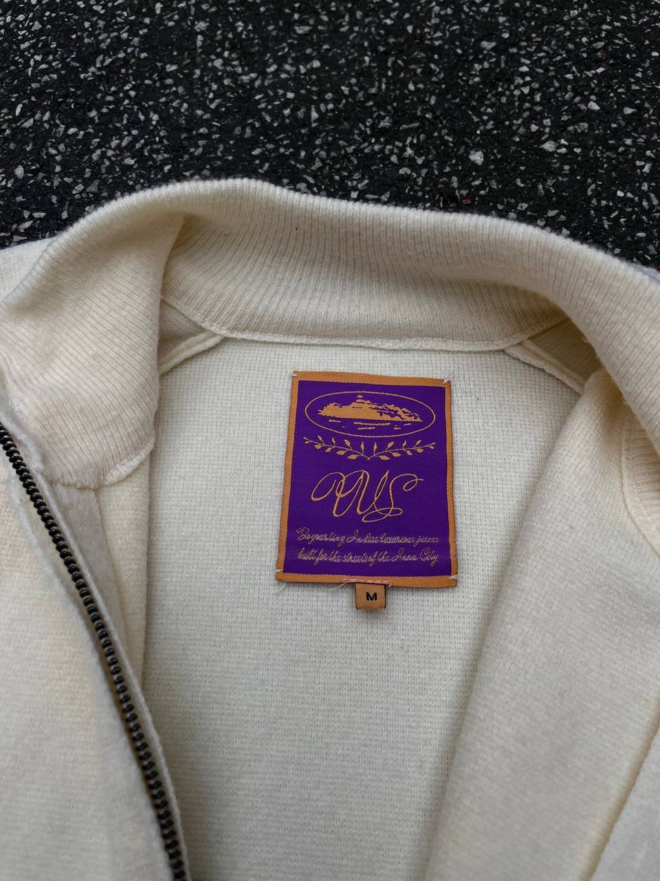 Corteiz Knip Zip Uld Cardigan Jacket Beige Creme M Medium Brugt Used