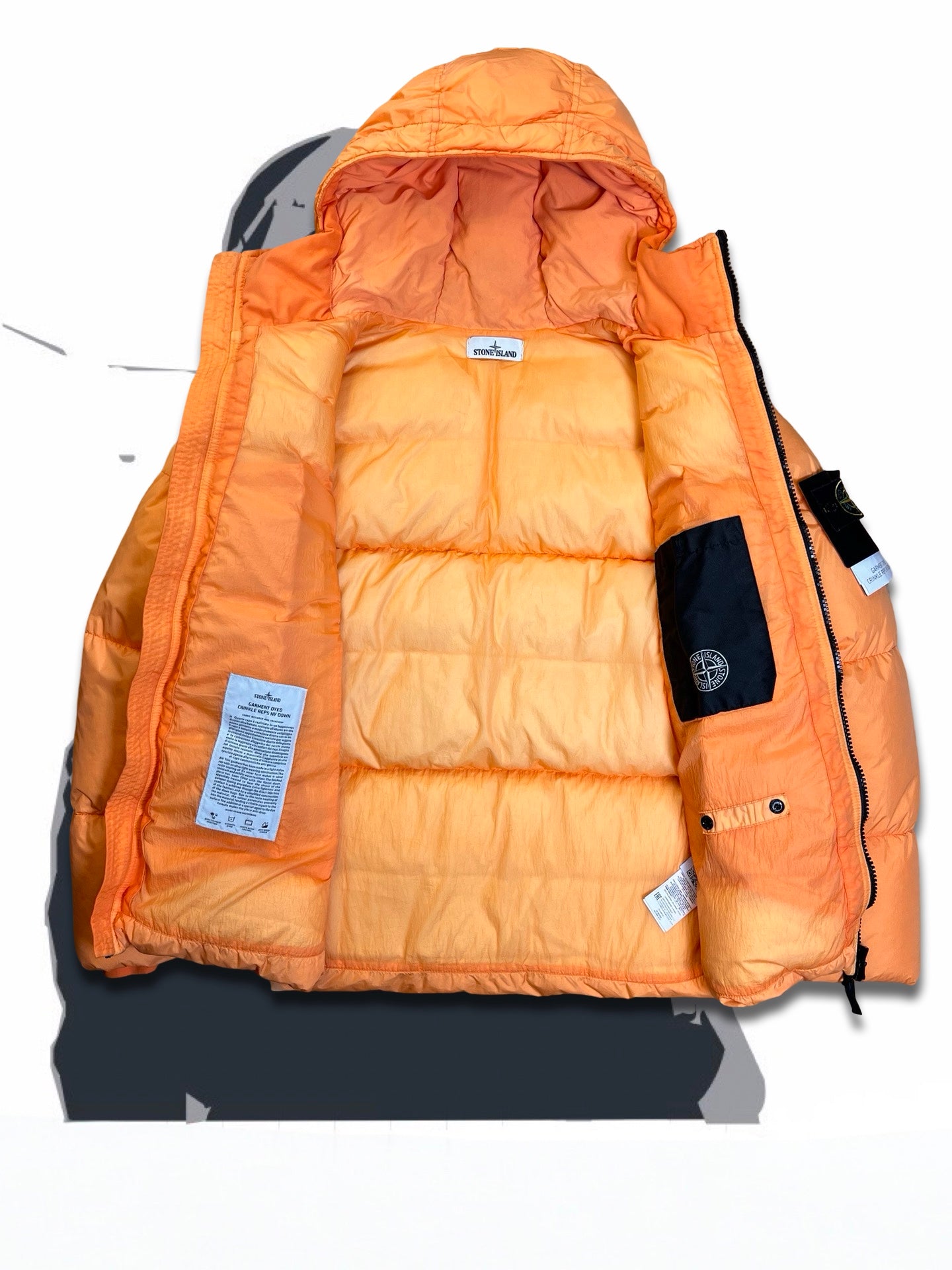 Brugt Used Orange Dunjakke Stone Island Puffer i L large Down Jacket