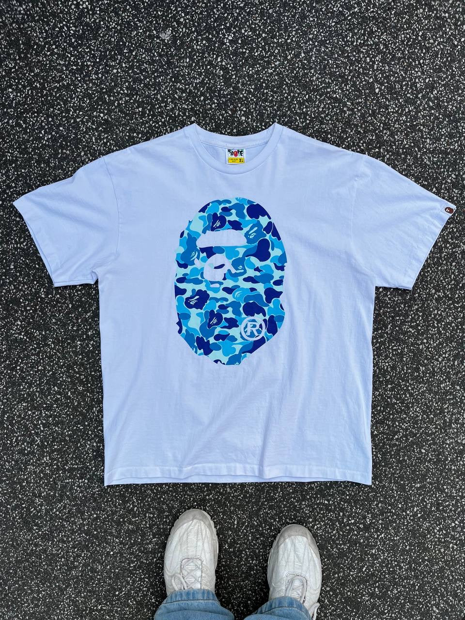 Bape A-Bathing Ape Tee T-Shirt XL Hvid Double Logo Brugt Used